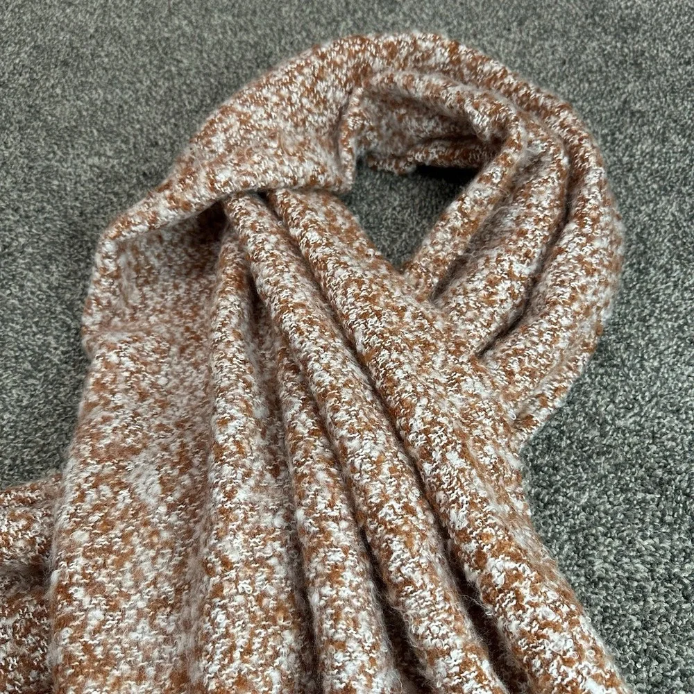 Mixit Chunky Soft Luxury Thick Knit Orange White‎ Scarf Wrap 22in X 70in Warm